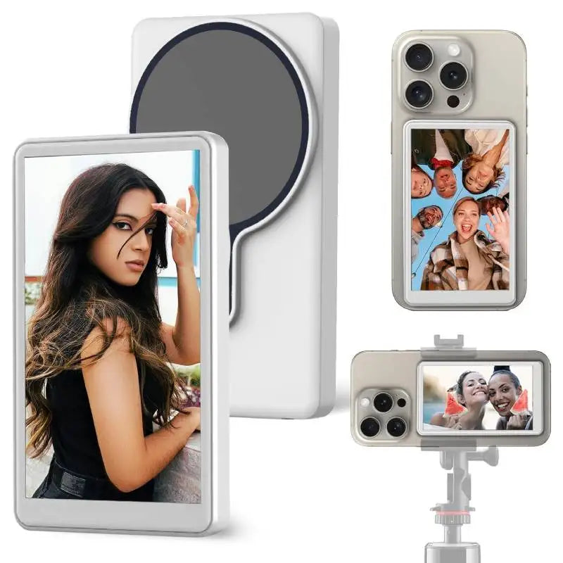 Magnetic Selfie Monitor for Vlogging – Wireless Rear Camera Screen with Remote