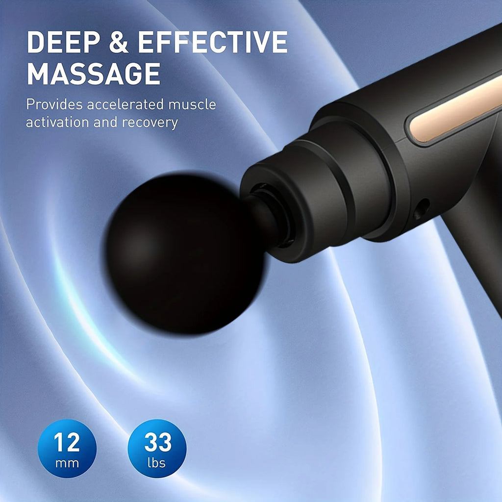 Percussion Massage Gun – LED Touch Screen & 4 Massage Heads