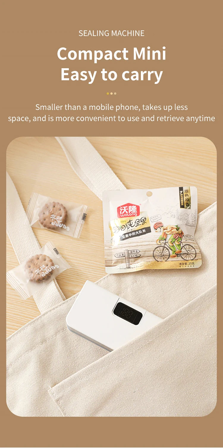 Mini Rechargeable Bag Sealer & Cutter — 2-in-1 Handheld Heat Sealing Machine with LED Display