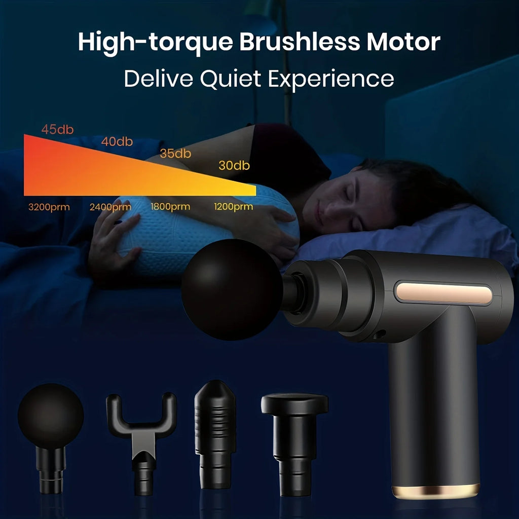 Percussion Massage Gun – LED Touch Screen & 4 Massage Heads