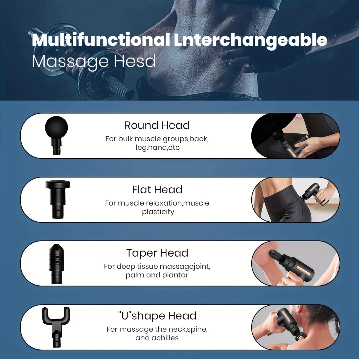 Percussion Massage Gun – LED Touch Screen & 4 Massage Heads