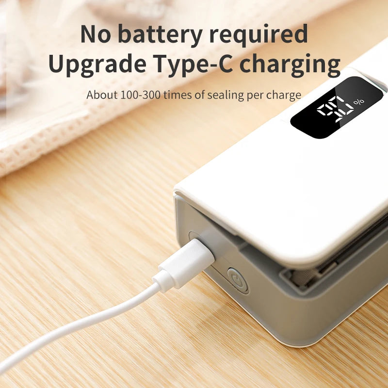Mini Rechargeable Bag Sealer & Cutter — 2-in-1 Handheld Heat Sealing Machine with LED Display