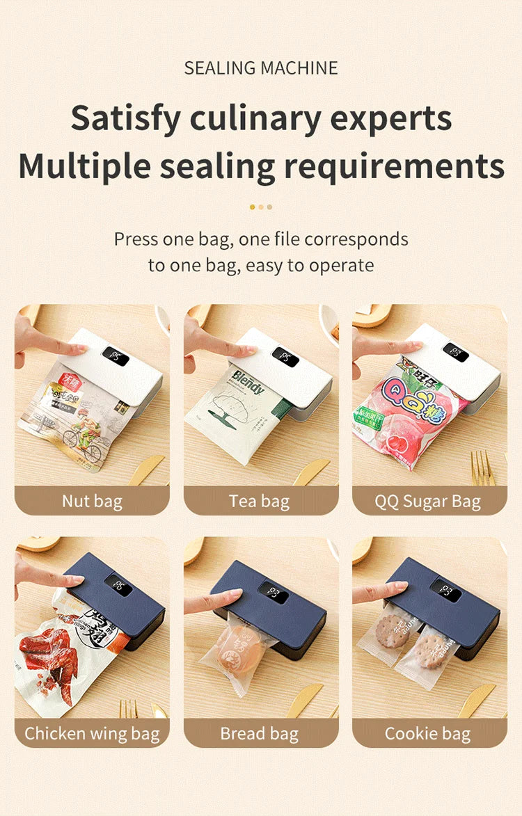 Mini Rechargeable Bag Sealer & Cutter — 2-in-1 Handheld Heat Sealing Machine with LED Display