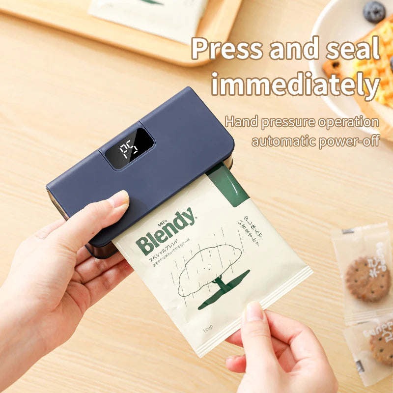 Mini Rechargeable Bag Sealer & Cutter — 2-in-1 Handheld Heat Sealing Machine with LED Display