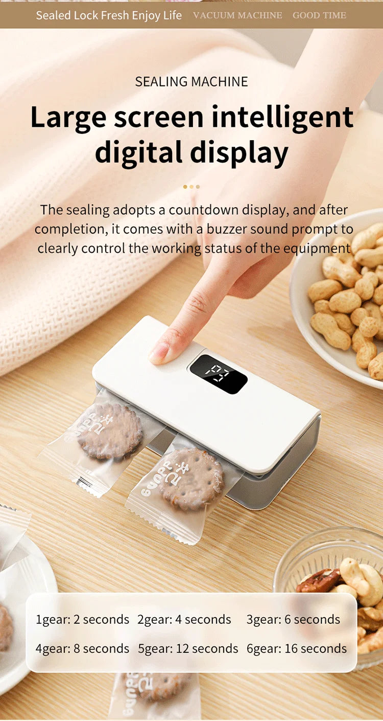 Mini Rechargeable Bag Sealer & Cutter — 2-in-1 Handheld Heat Sealing Machine with LED Display
