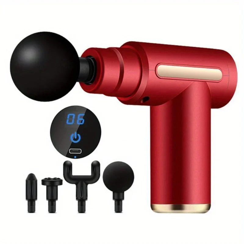 Percussion Massage Gun – LED Touch Screen & 4 Massage Heads