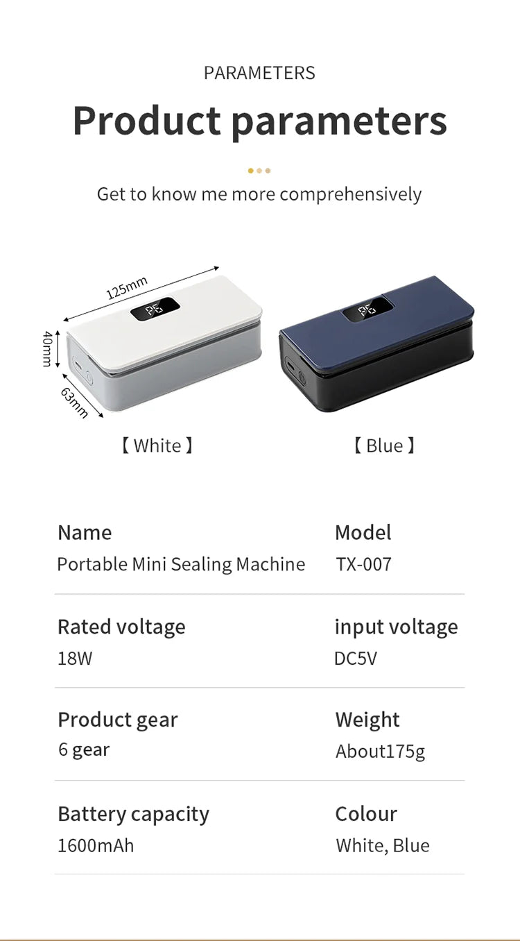 Mini Rechargeable Bag Sealer & Cutter — 2-in-1 Handheld Heat Sealing Machine with LED Display