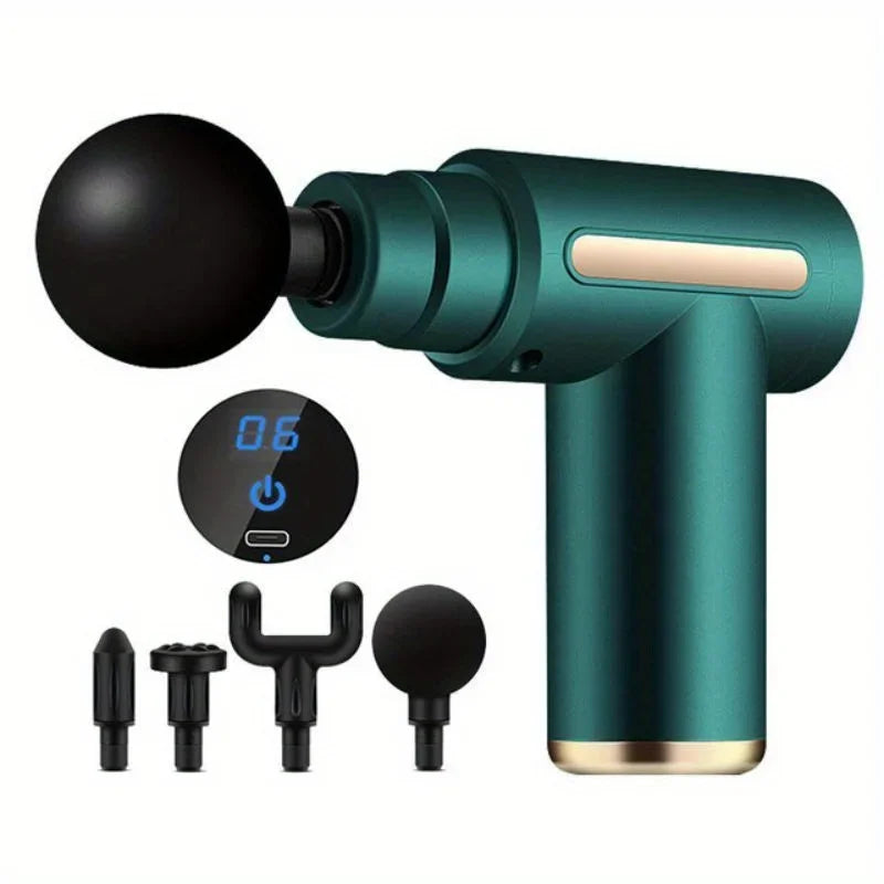 Percussion Massage Gun – LED Touch Screen & 4 Massage Heads