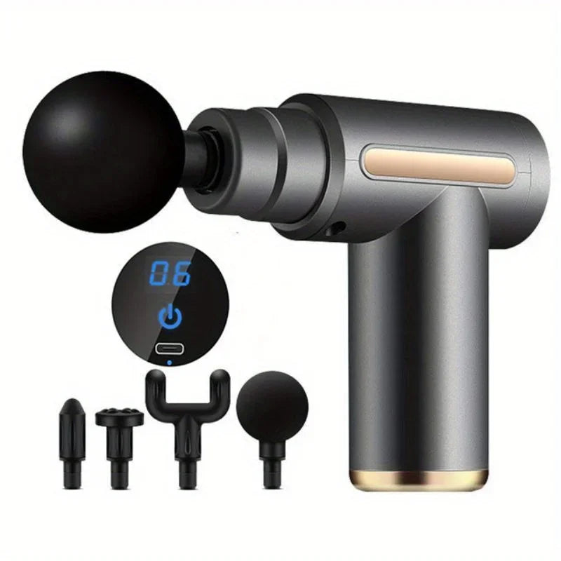Percussion Massage Gun – LED Touch Screen & 4 Massage Heads