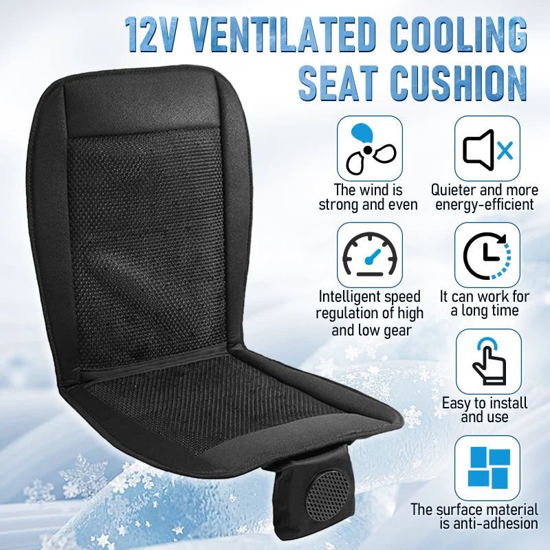 Car Seat Cooling Cushion – 12V 8-Fan Ventilated Seat Pad for Summer