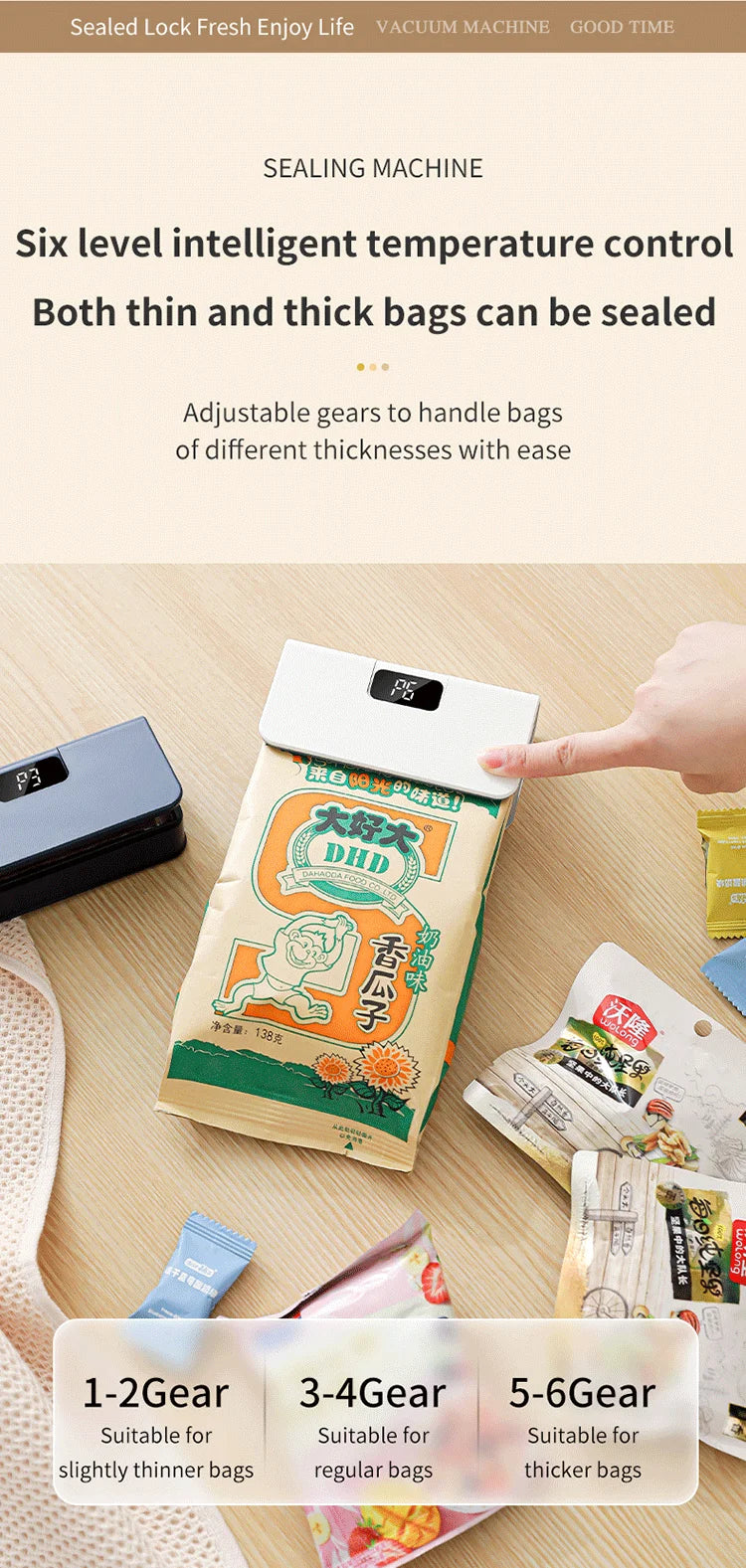Mini Rechargeable Bag Sealer & Cutter — 2-in-1 Handheld Heat Sealing Machine with LED Display