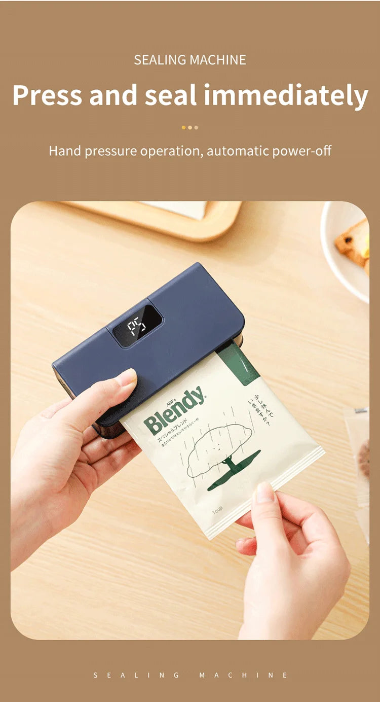 Mini Rechargeable Bag Sealer & Cutter — 2-in-1 Handheld Heat Sealing Machine with LED Display
