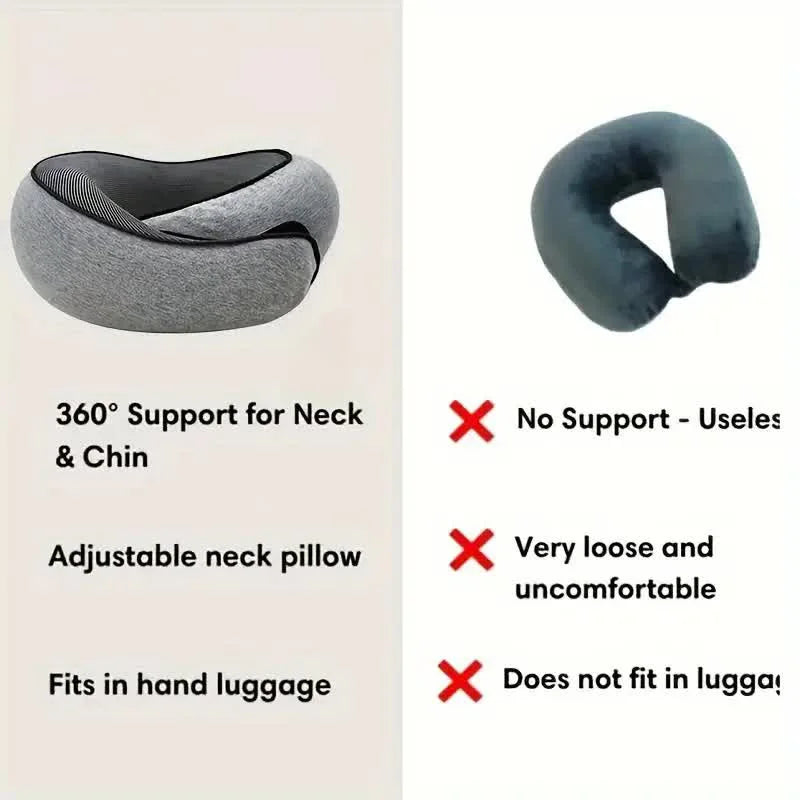 Memory Foam Travel Neck Pillow – Ergonomic U-Shape Support for Flights & Road Trips