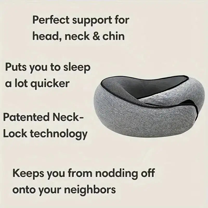 Memory Foam Travel Neck Pillow – Ergonomic U-Shape Support for Flights & Road Trips