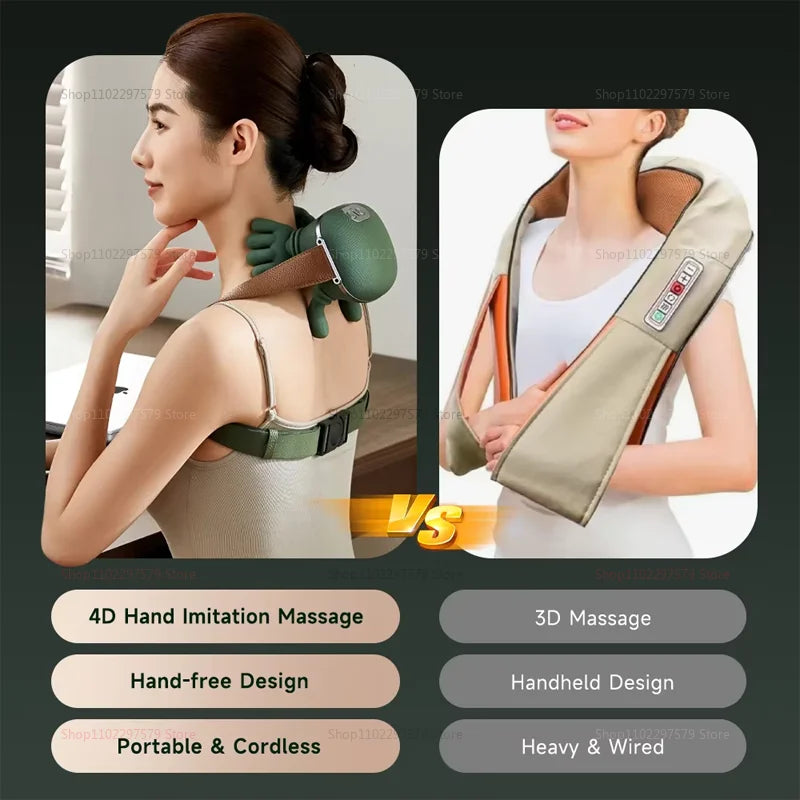 4D Neck & Shoulder Massager – Wireless, Rechargeable