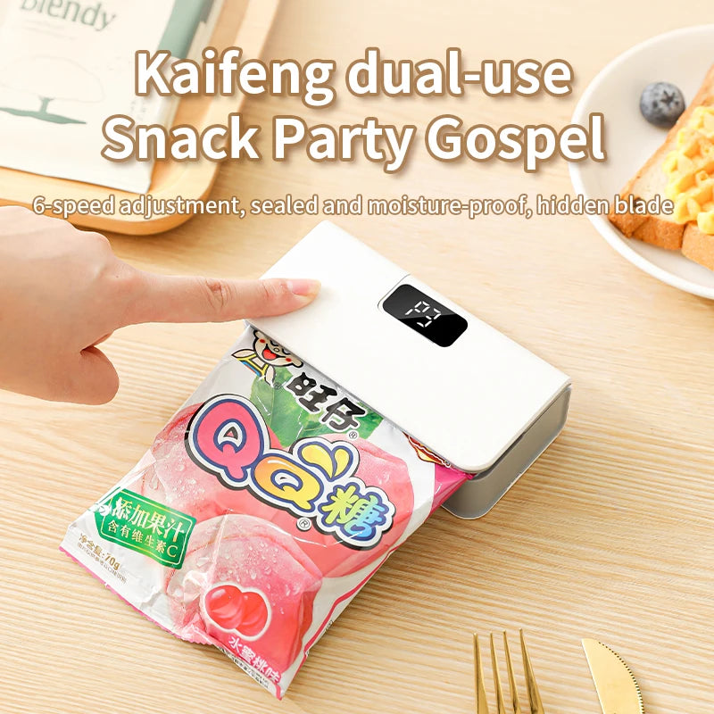 Mini Rechargeable Bag Sealer & Cutter — 2-in-1 Handheld Heat Sealing Machine with LED Display