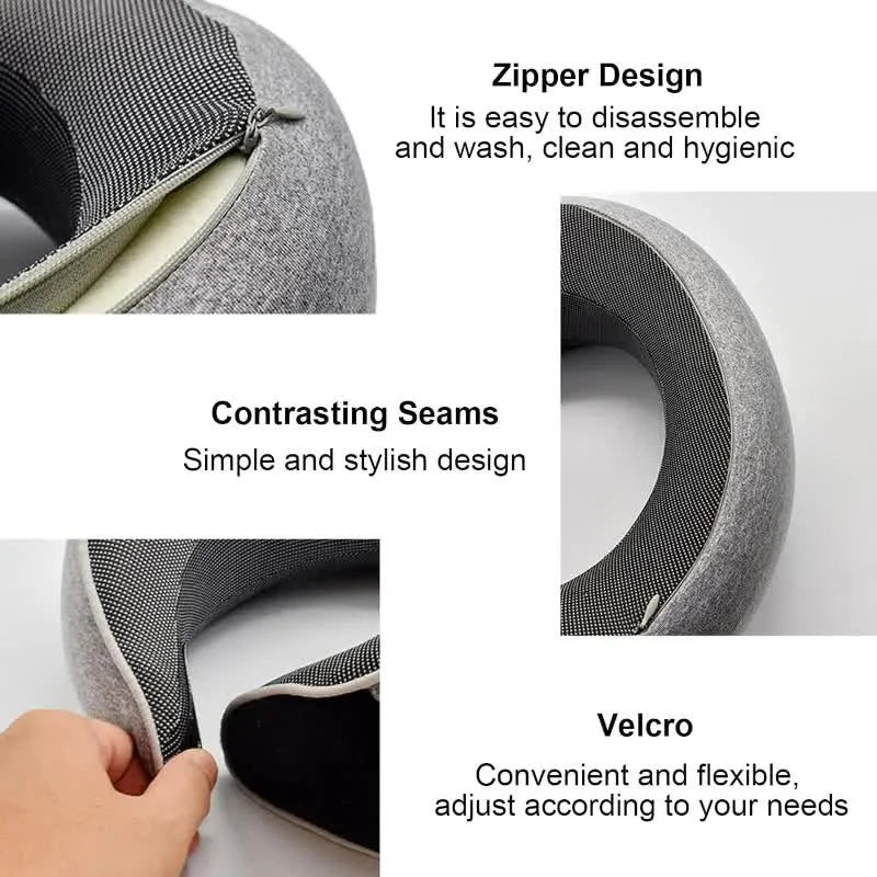 Memory Foam Travel Neck Pillow – Ergonomic U-Shape Support for Flights & Road Trips